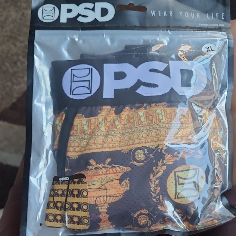 PSD Men's Boxer Briefs with Black and Gold Design
